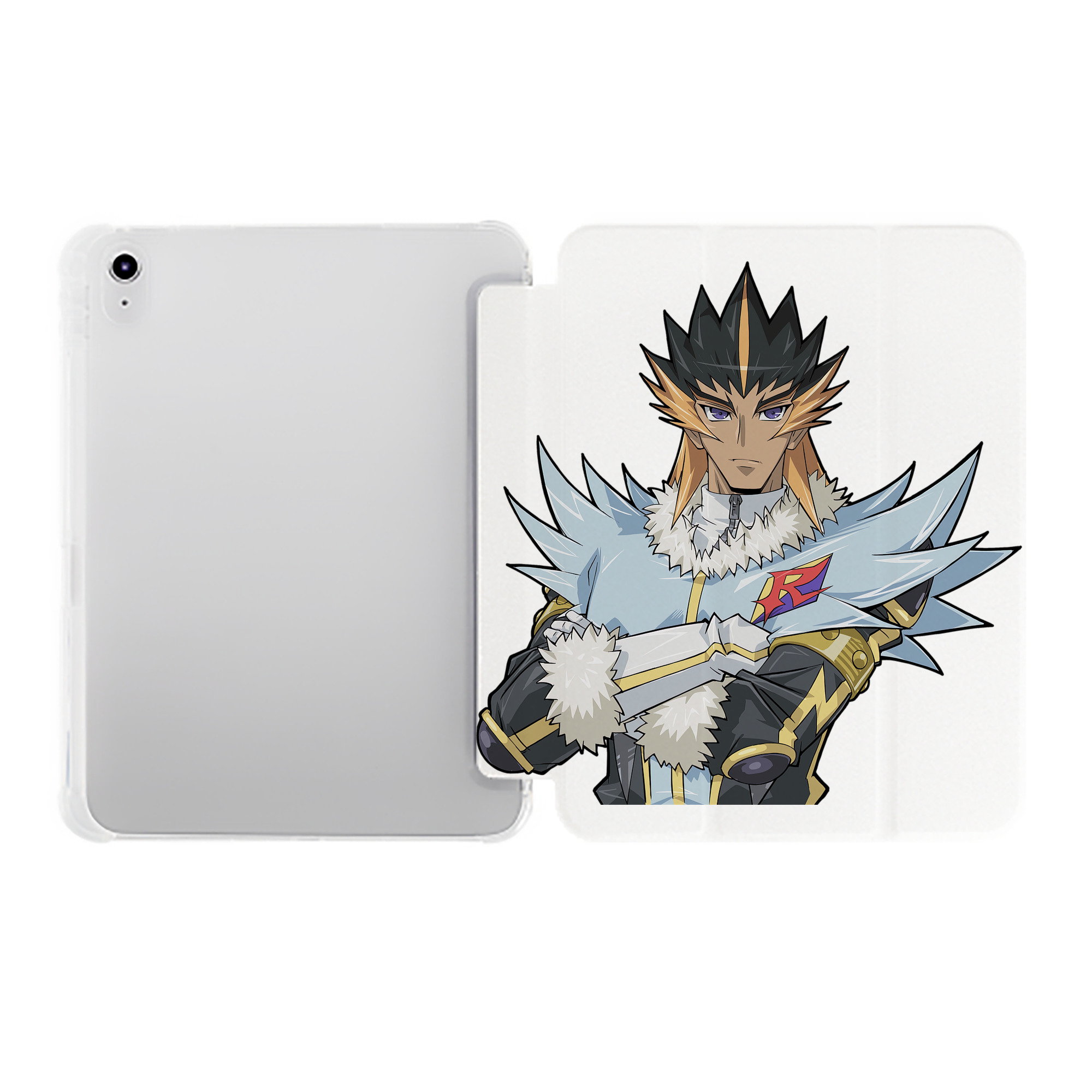 （画像用） 遊☆戯☆王 Yu-Gi-Oh! IPad ケース ペン収納付き 三つ折りスタンド PUレザー×シリコン 対応機種9.5/10.5/10.9インチ
